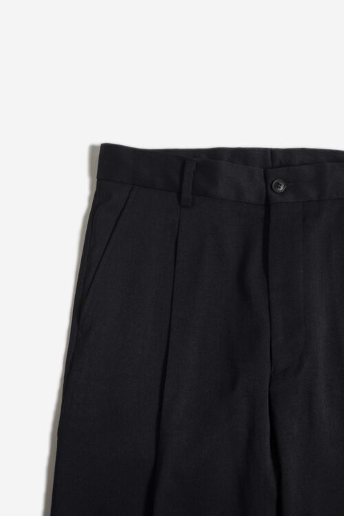 ONE PLEATED TROUSERS - RECYCLE YARN - BLACK