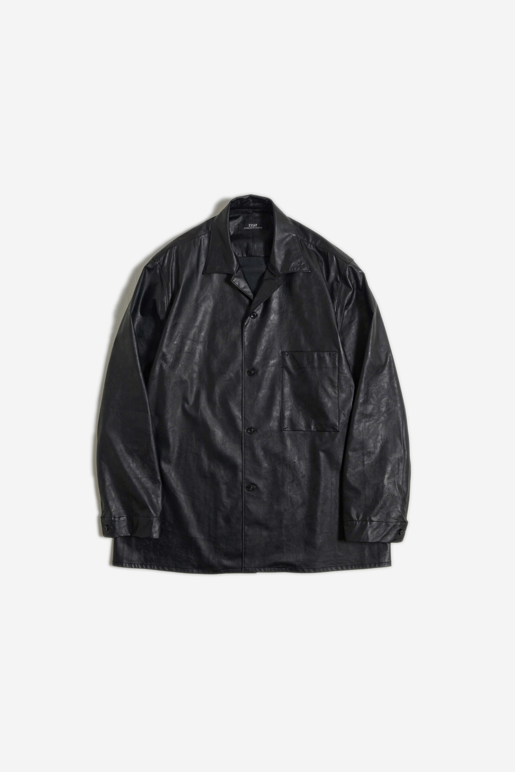 SHADOW BLACK OPEN COLLAR SHIRT