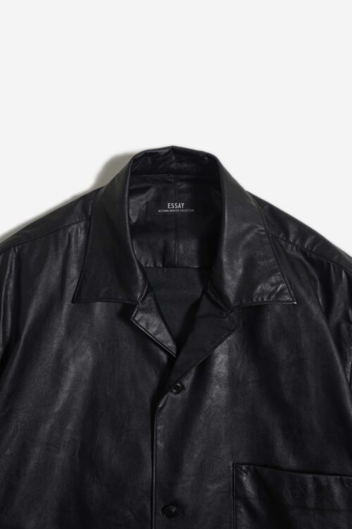 SHADOW BLACK OPEN COLLAR SHIRT