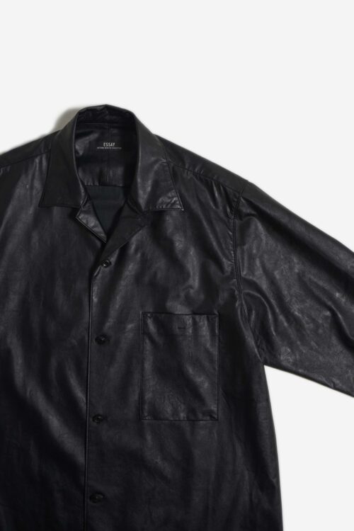 SHADOW BLACK OPEN COLLAR SHIRT