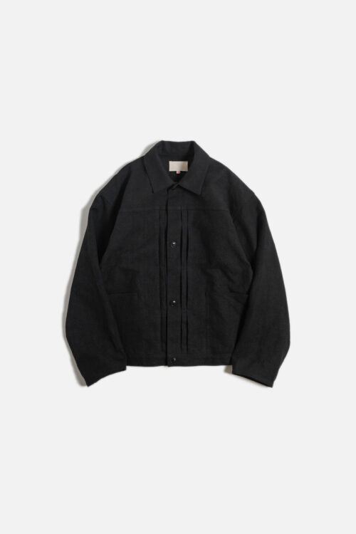 PLEATS JACKET - MAX HIGH COUNT HEMP - BLACK