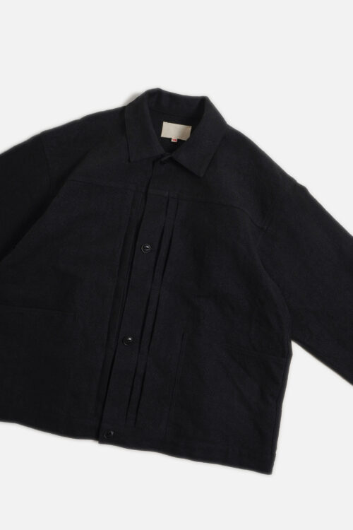 PLEATS JACKET - MAX HIGH COUNT HEMP - BLACK