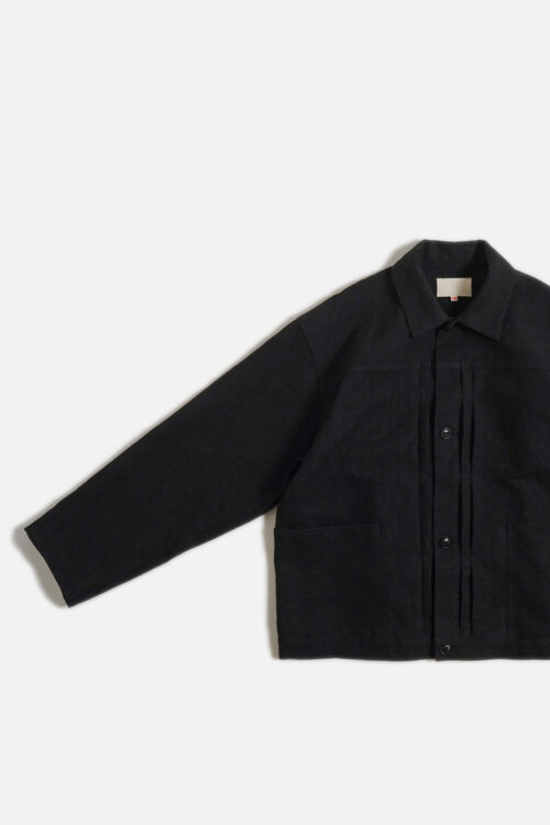 PLEATS JACKET - MAX HIGH COUNT HEMP - BLACK