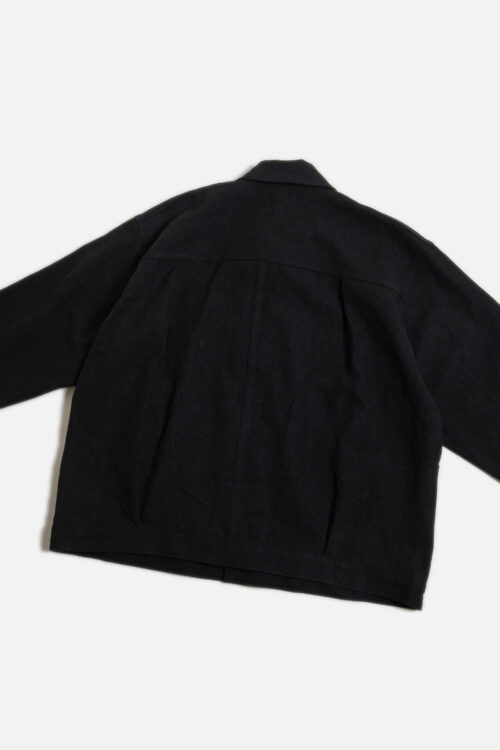 PLEATS JACKET - MAX HIGH COUNT HEMP - BLACK