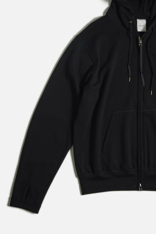 SUPER 140'S MELINO WOOL ZIP UP PARKA BLACK