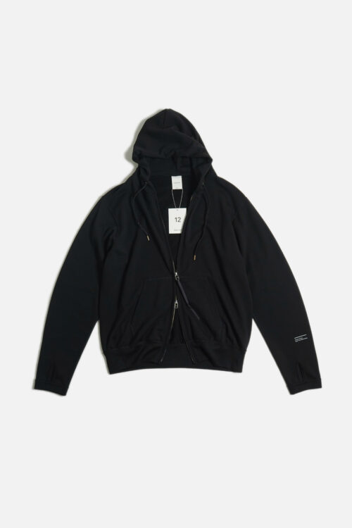 SUPER 140'S MELINO WOOL ZIP UP PARKA BLACK