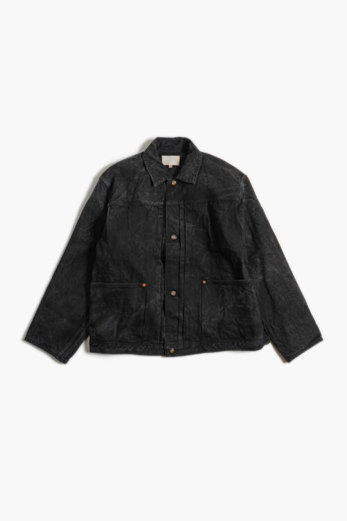 PLEATS JACKET - RAW DENIM - SUMI INK