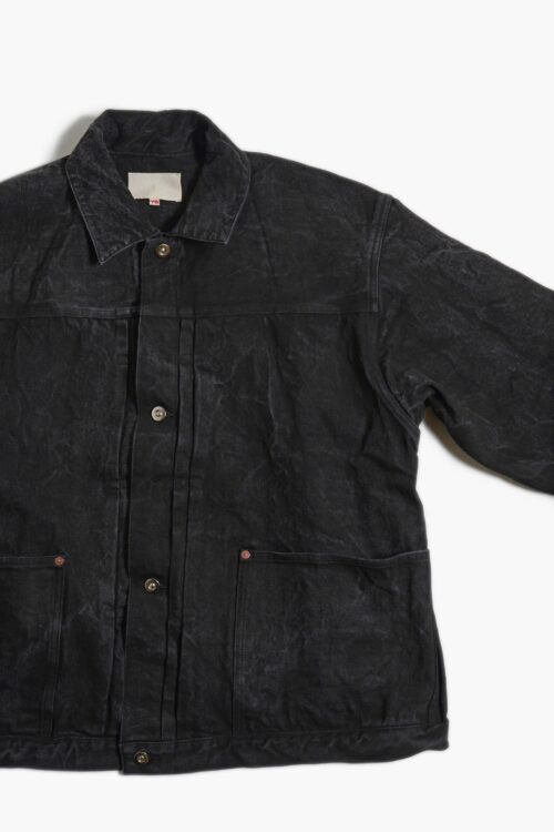 PLEATS JACKET - RAW DENIM - SUMI INK