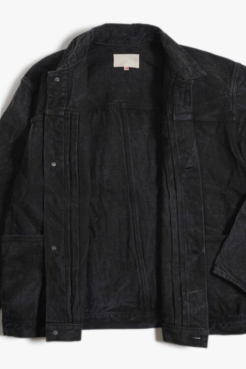 PLEATS JACKET - RAW DENIM - SUMI INK
