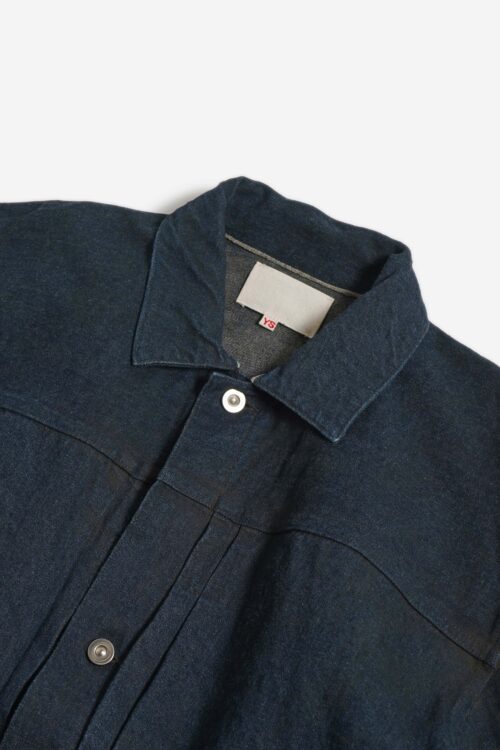 PLEATS JACKET - RAW DENIM - YELLOW OCHRE