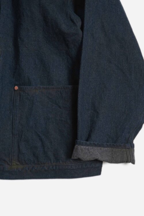 PLEATS JACKET - RAW DENIM - YELLOW OCHRE