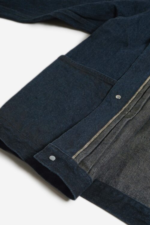 PLEATS JACKET - RAW DENIM - YELLOW OCHRE