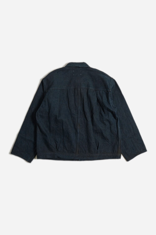 PLEATS JACKET - RAW DENIM - YELLOW OCHRE