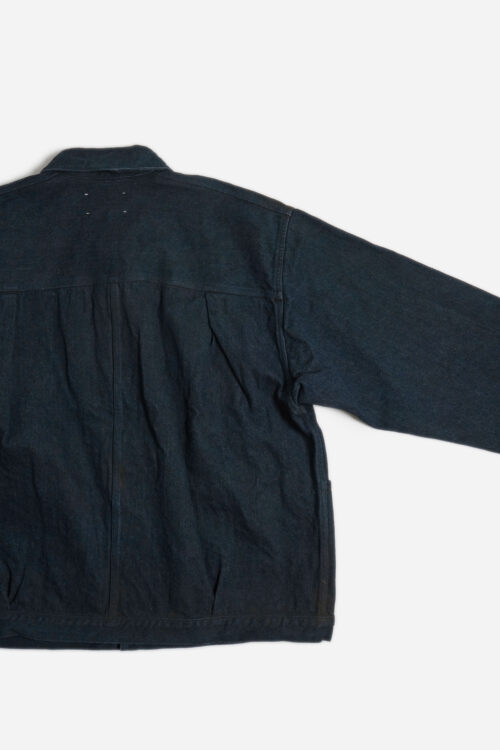 PLEATS JACKET - RAW DENIM - YELLOW OCHRE