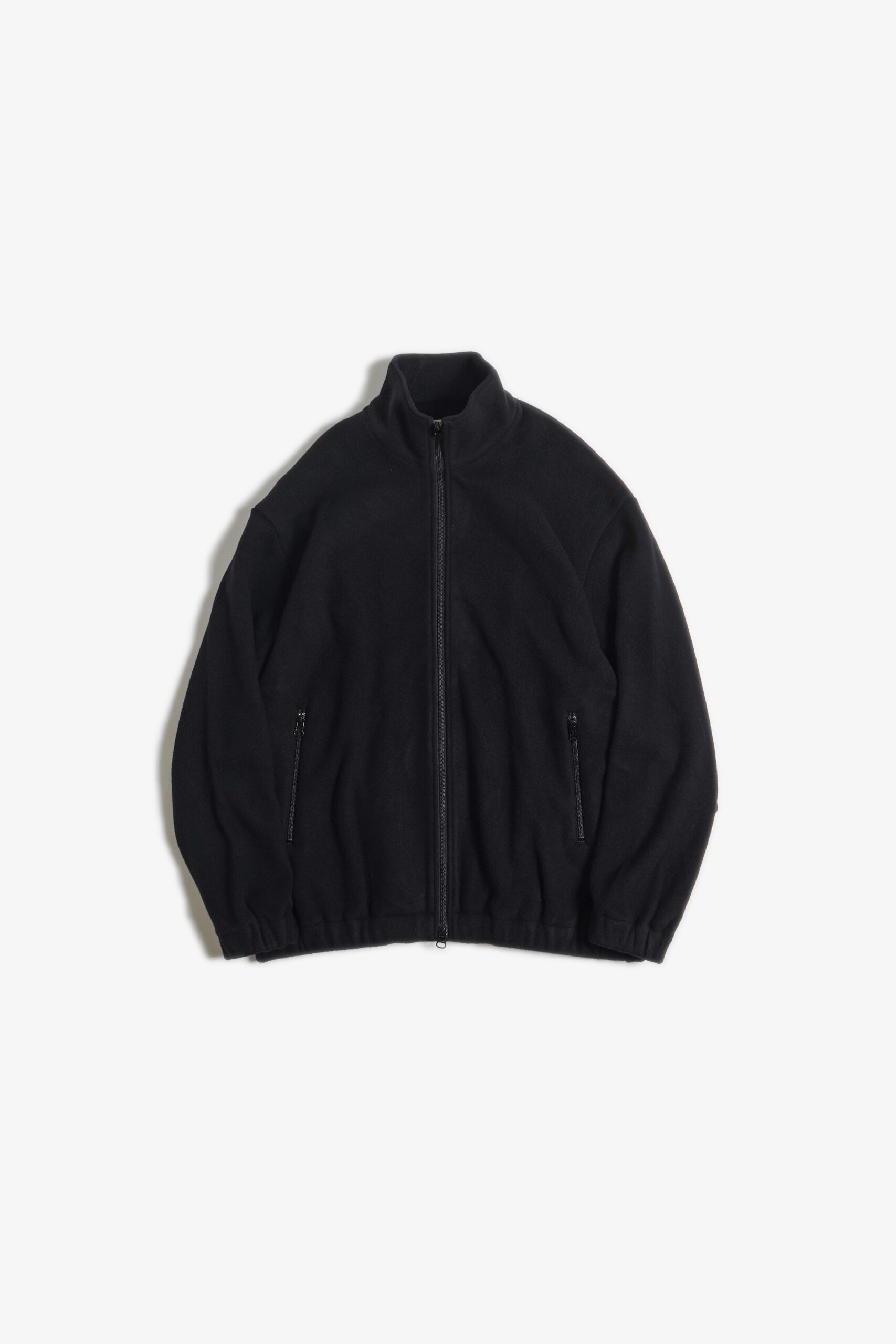 TRACK JACKET - BRUSHED WOOL FLEECE - BLACK