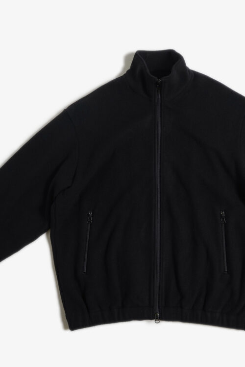 TRACK JACKET - BRUSHED WOOL FLEECE - BLACK