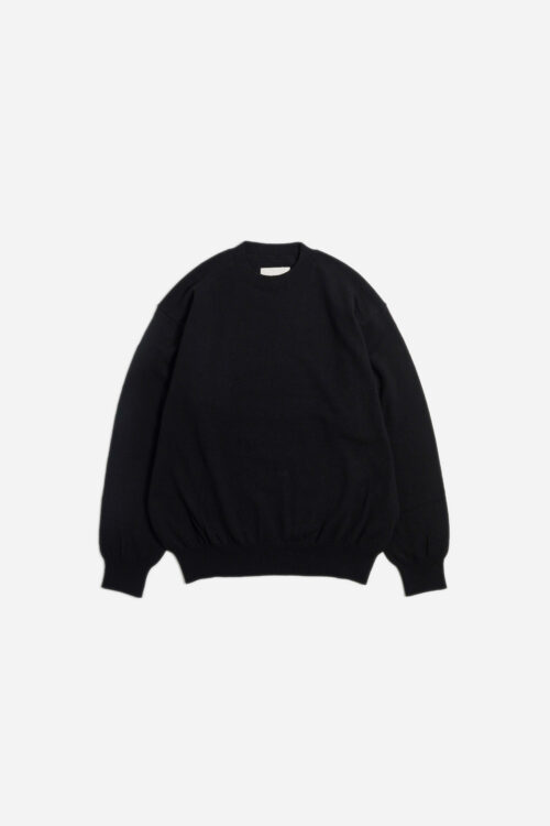 CREW NECK KNIT - HARD TWIST COTTON YARN - BLACK