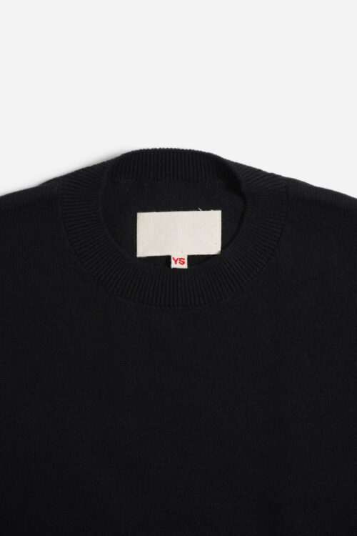 CREW NECK KNIT - HARD TWIST COTTON YARN - BLACK