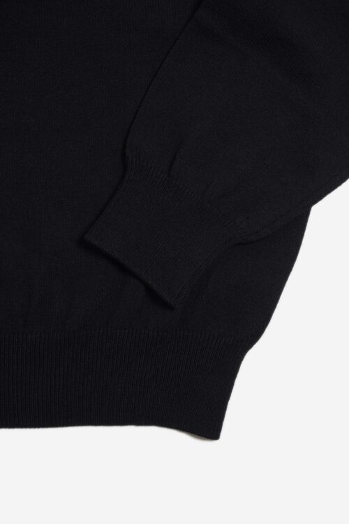 CREW NECK KNIT - HARD TWIST COTTON YARN - BLACK