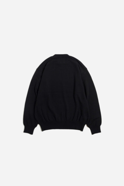 CREW NECK KNIT - HARD TWIST COTTON YARN - BLACK