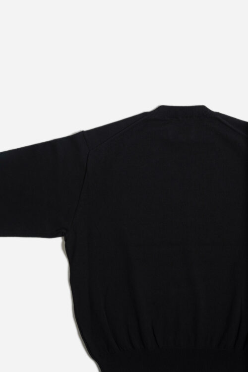 CREW NECK KNIT - HARD TWIST COTTON YARN - BLACK