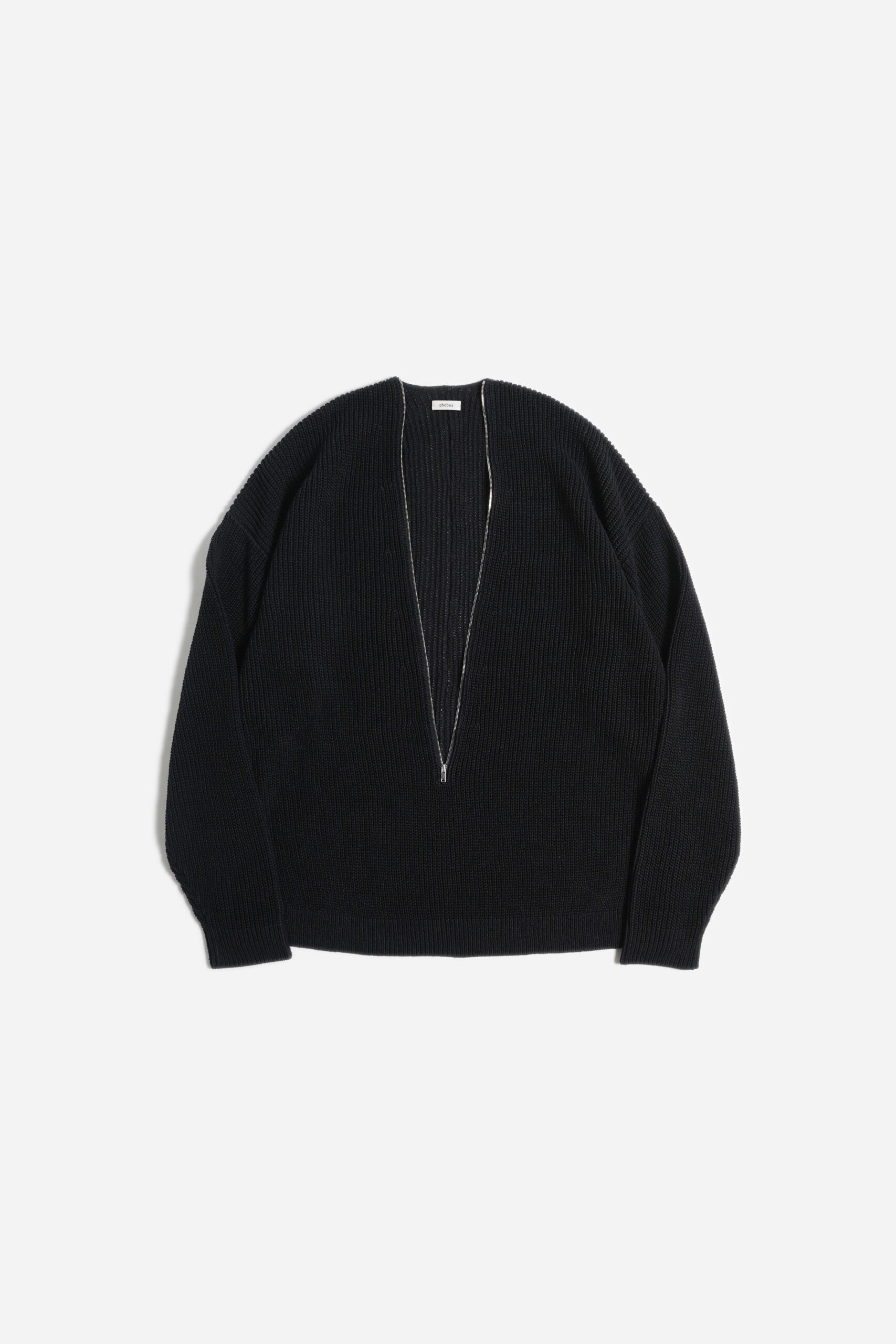 HEMP KNIT ZIP-UP JUMPER BLACK