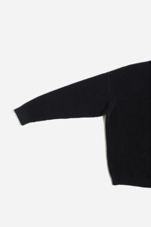 HEMP KNIT ZIP-UP JUMPER BLACK