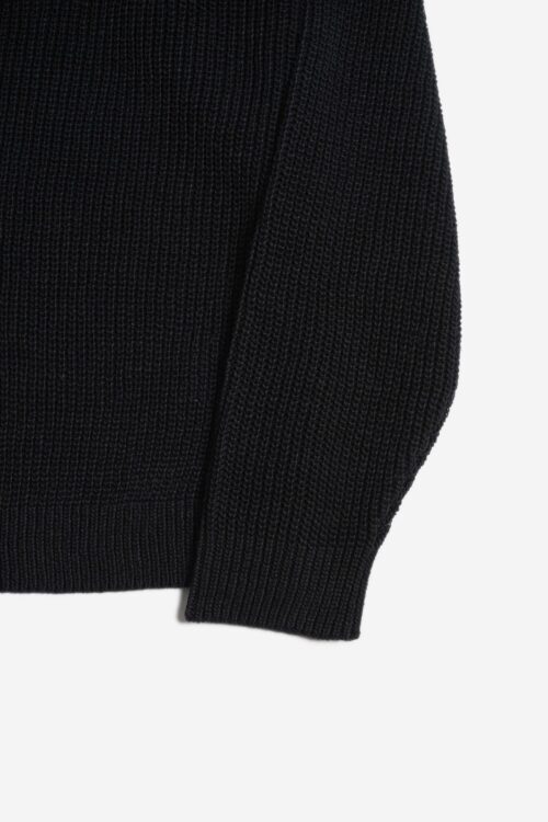 HEMP KNIT ZIP-UP JUMPER BLACK
