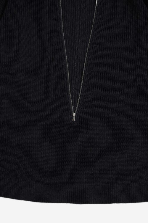 HEMP KNIT ZIP-UP JUMPER BLACK