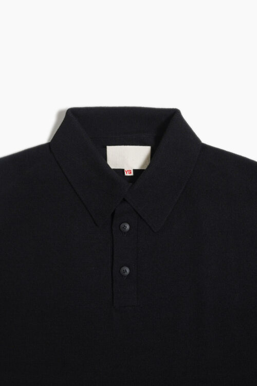KNIT POLO - HARD TWIST COTTON YARN - BLACK