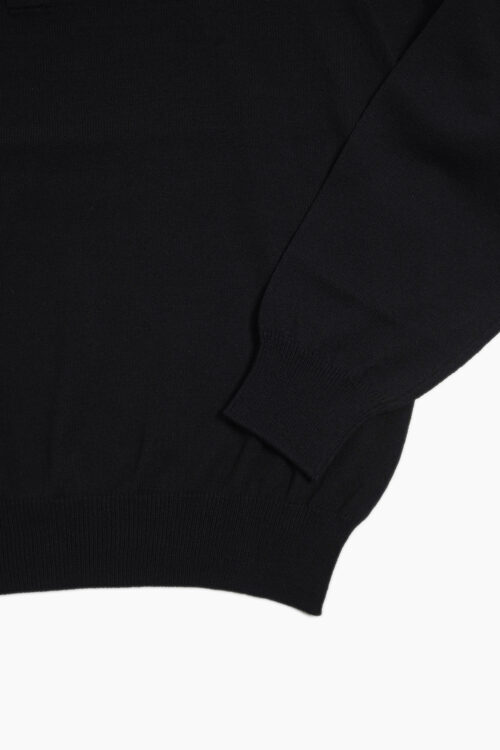 KNIT POLO - HARD TWIST COTTON YARN - BLACK