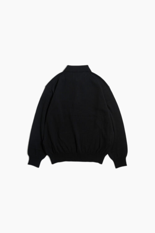 KNIT POLO - HARD TWIST COTTON YARN - BLACK