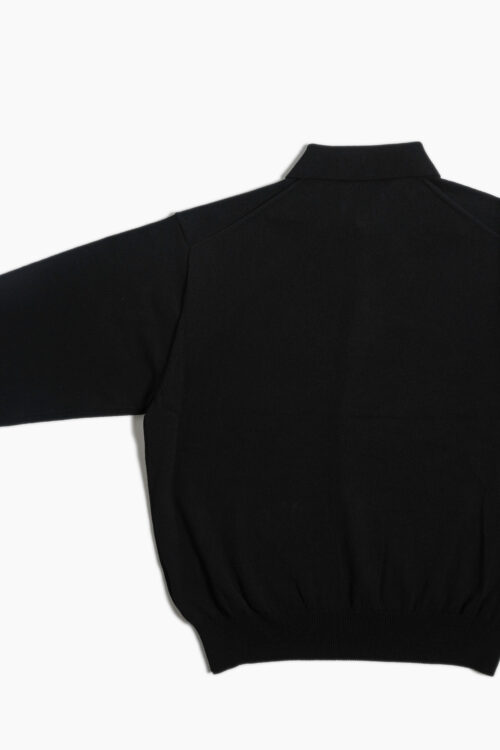 KNIT POLO - HARD TWIST COTTON YARN - BLACK