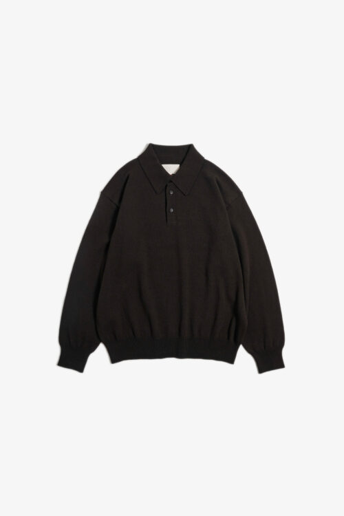 KNIT POLO - HARD TWIST COTTON YARN - BROWN