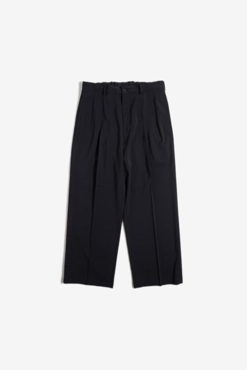 DOUBLE PLEATED TROUSERS - POLYESTER GABARDINE - BLACK