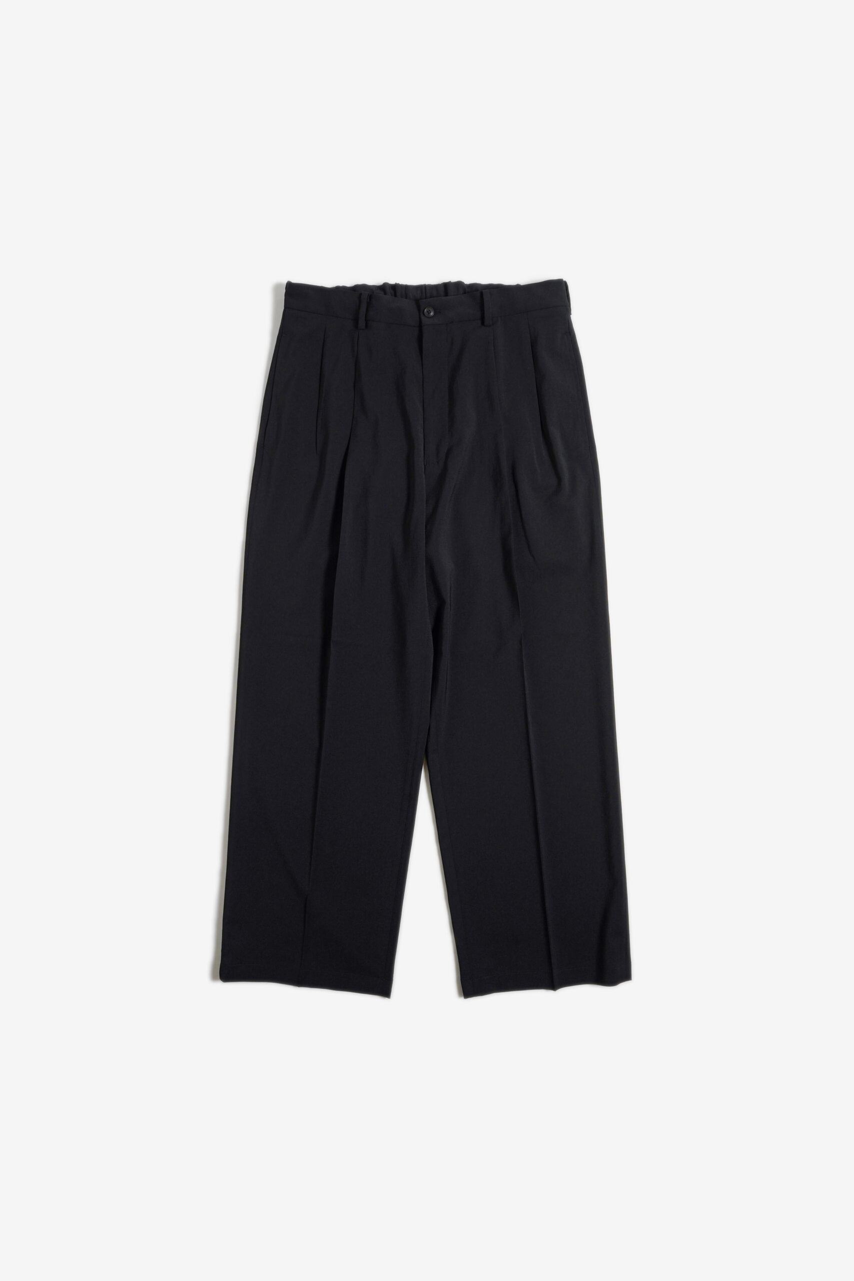 DOUBLE PLEATED TROUSERS - POLYESTER GABARDINE - BLACK