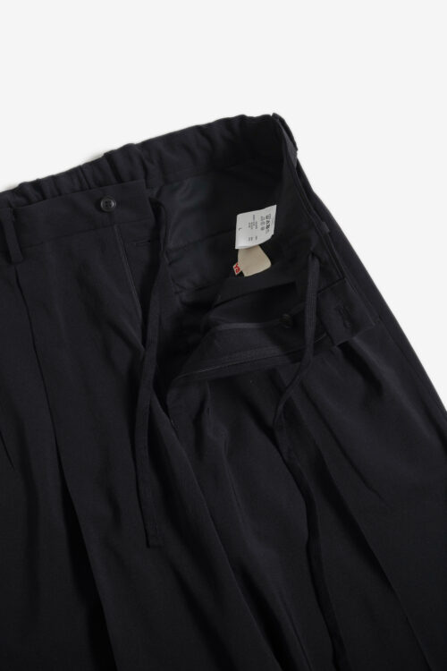 DOUBLE PLEATED TROUSERS - POLYESTER GABARDINE - BLACK