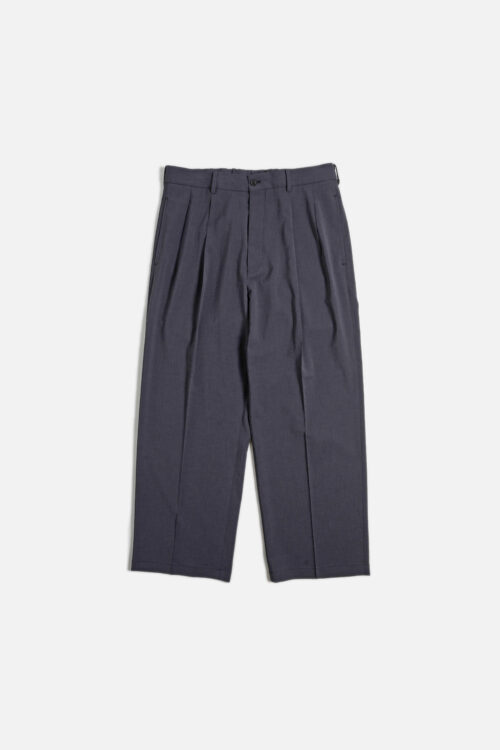 DOUBLE PLEATED TROUSERS - POLYESTER GABARDINE - CAHRCOAL GRAY