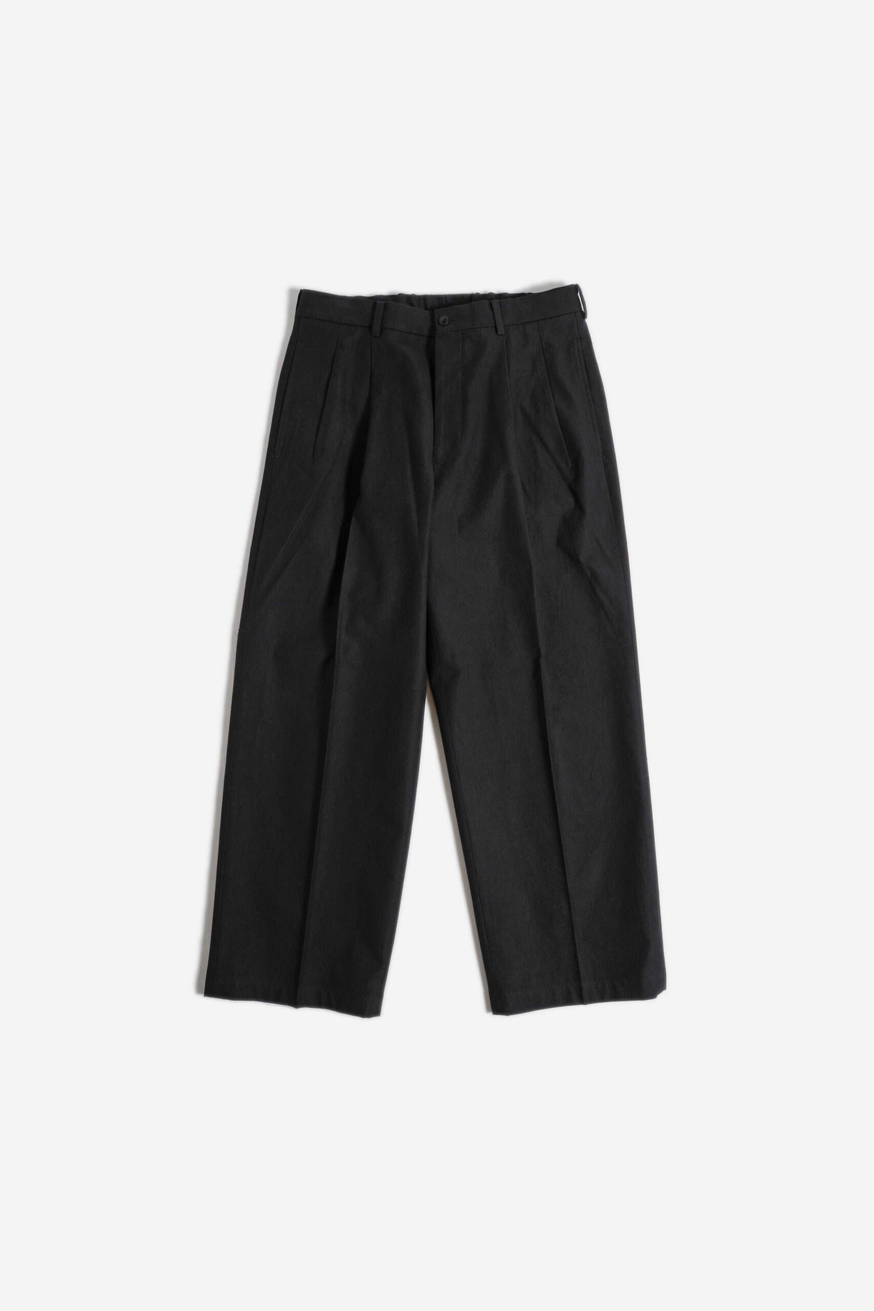 DOUBLE PLEATED TROUSERS - SILK NEP SERGE - BLACK