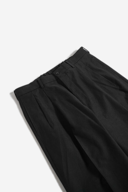 DOUBLE PLEATED TROUSERS - SILK NEP SERGE - BLACK