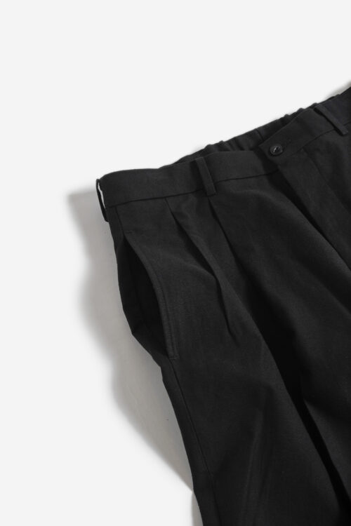 DOUBLE PLEATED TROUSERS - SILK NEP SERGE - BLACK