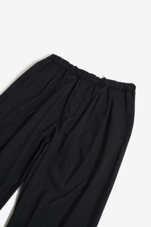 DOUBLE PLEATED WIDE EASY PANTS - WOOL KASURI STRIPE - BLACK
