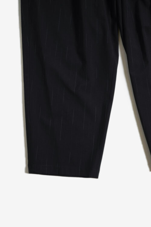 DOUBLE PLEATED WIDE EASY PANTS - WOOL KASURI STRIPE - BLACK