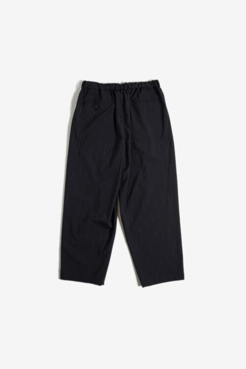 DOUBLE PLEATED WIDE EASY PANTS - WOOL KASURI STRIPE - BLACK