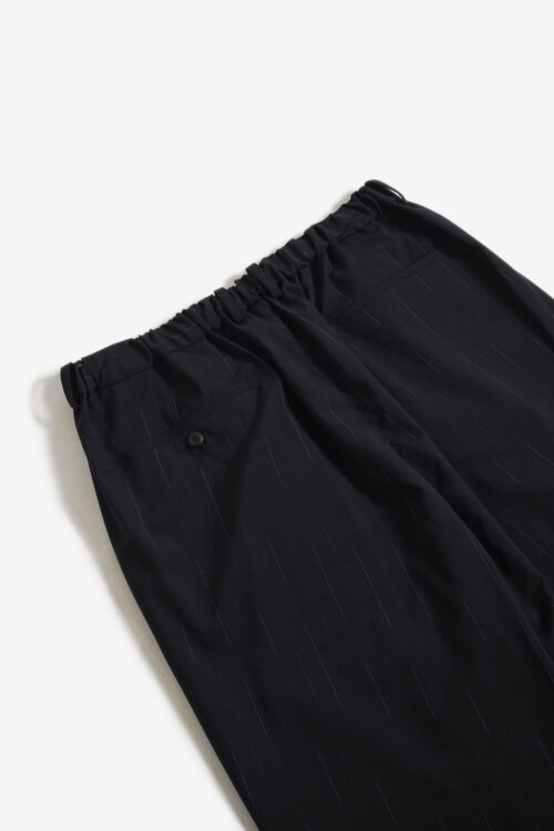 DOUBLE PLEATED WIDE EASY PANTS - WOOL KASURI STRIPE - BLACK