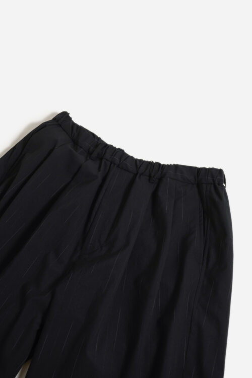 DOUBLE PLEATED WIDE EASY SHORTS - WOOL KASURI STRIPE - BLACK