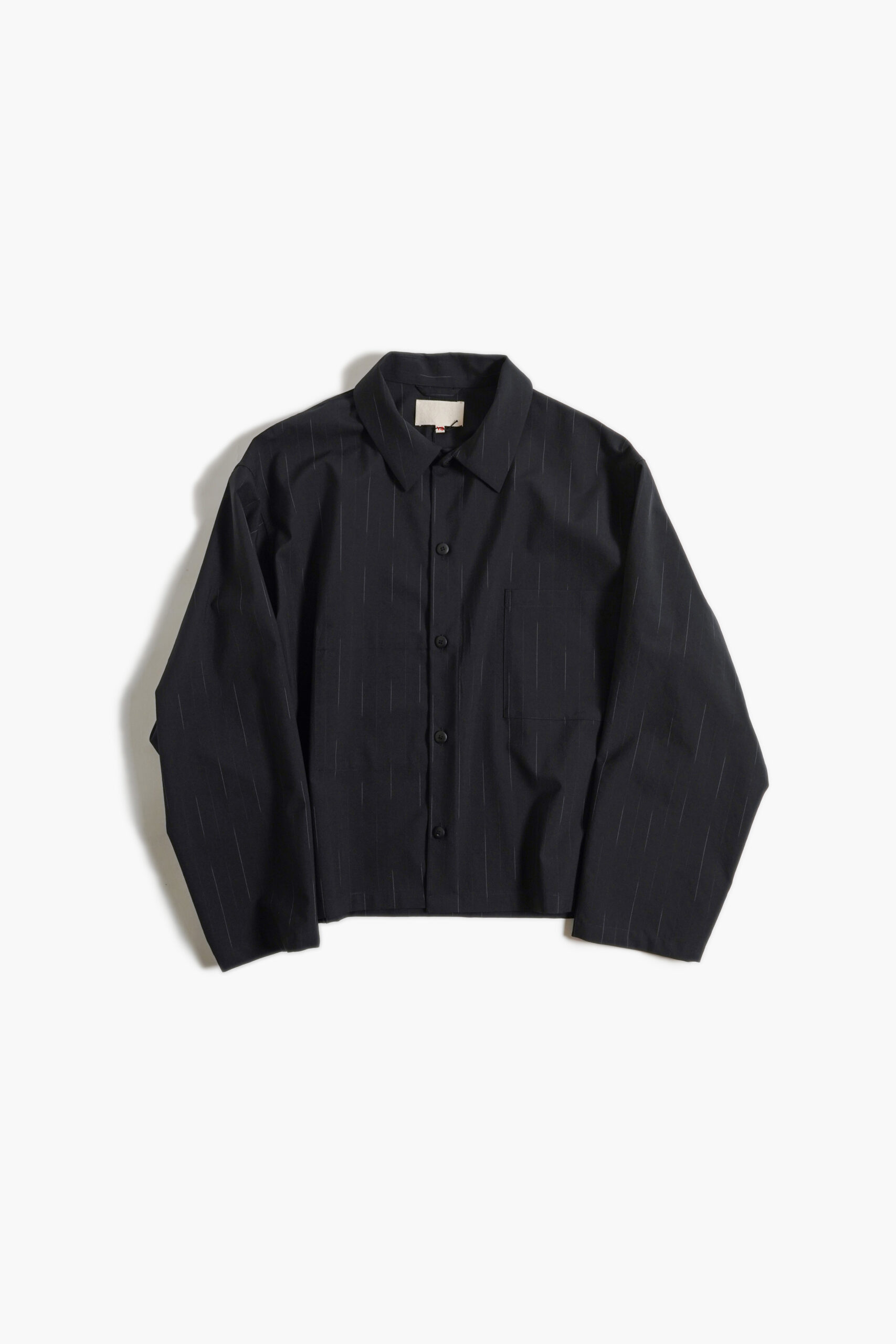 WORK BLOUSE - WOOL KASURI STRIPE - BLACK