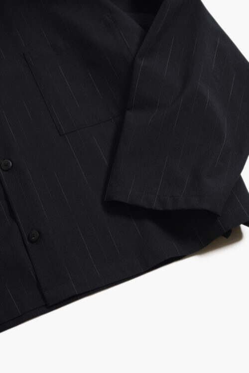 WORK BLOUSE - WOOL KASURI STRIPE - BLACK