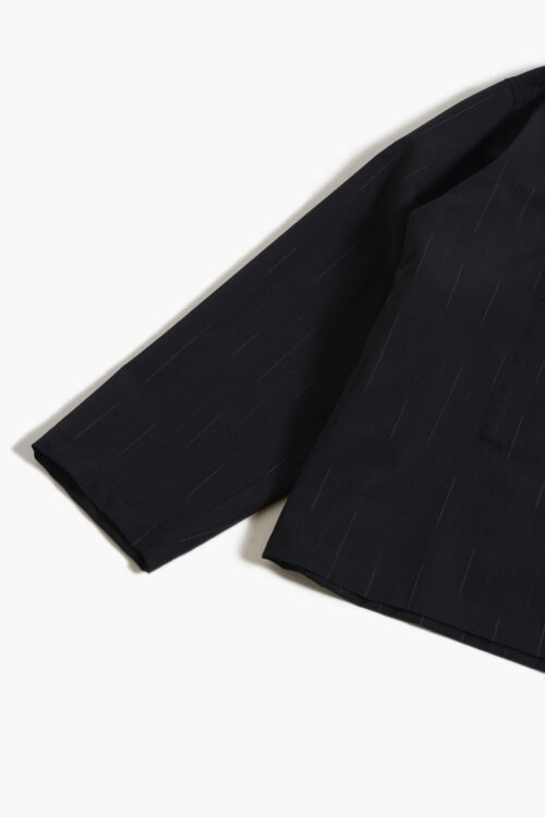 WORK BLOUSE - WOOL KASURI STRIPE - BLACK