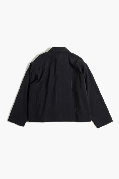 WORK BLOUSE - WOOL KASURI STRIPE - BLACK
